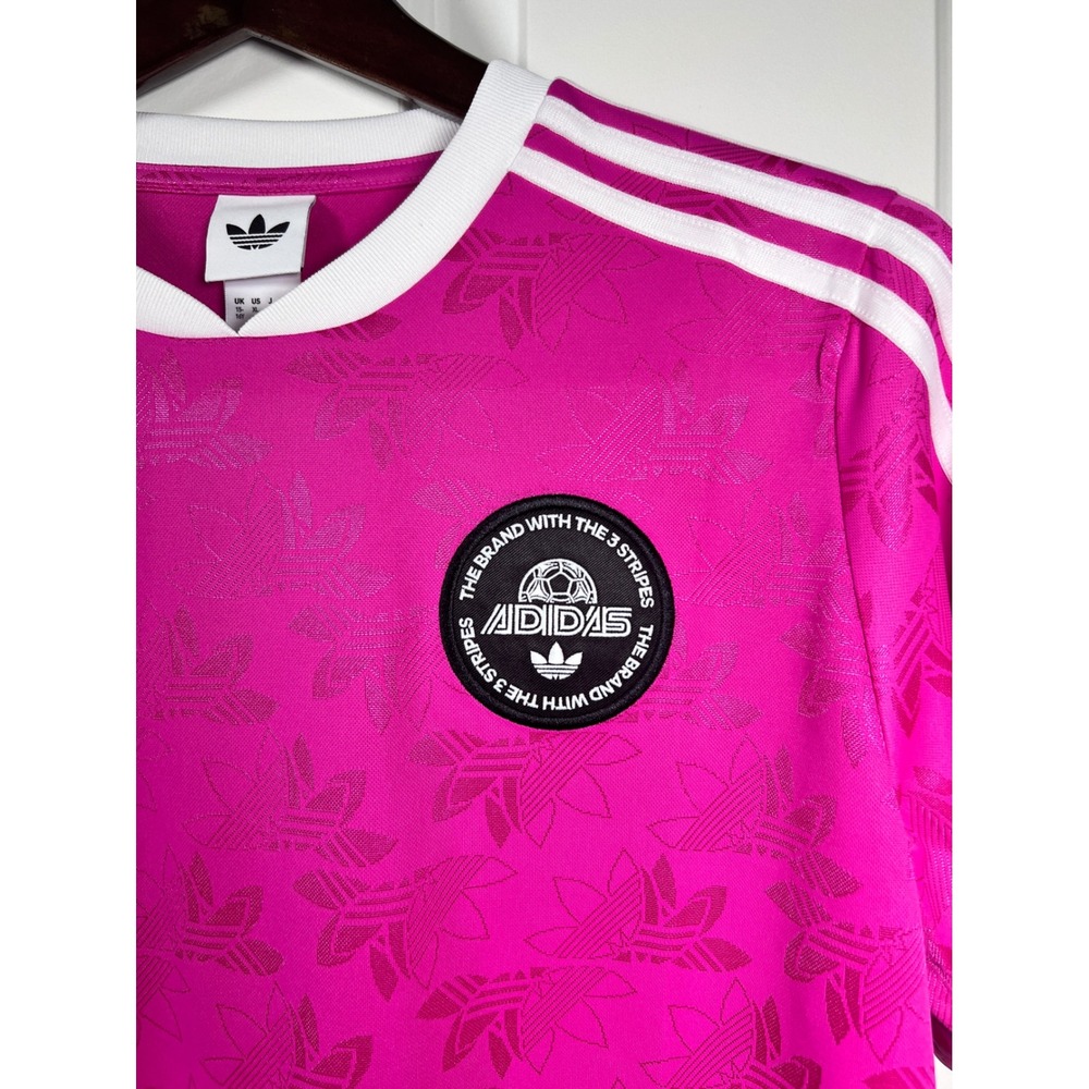 Adidas Originals Kids Pink Trefoil Monogram Soccer Jersey Shirt XL 15-16Y - Picture 3 of 5